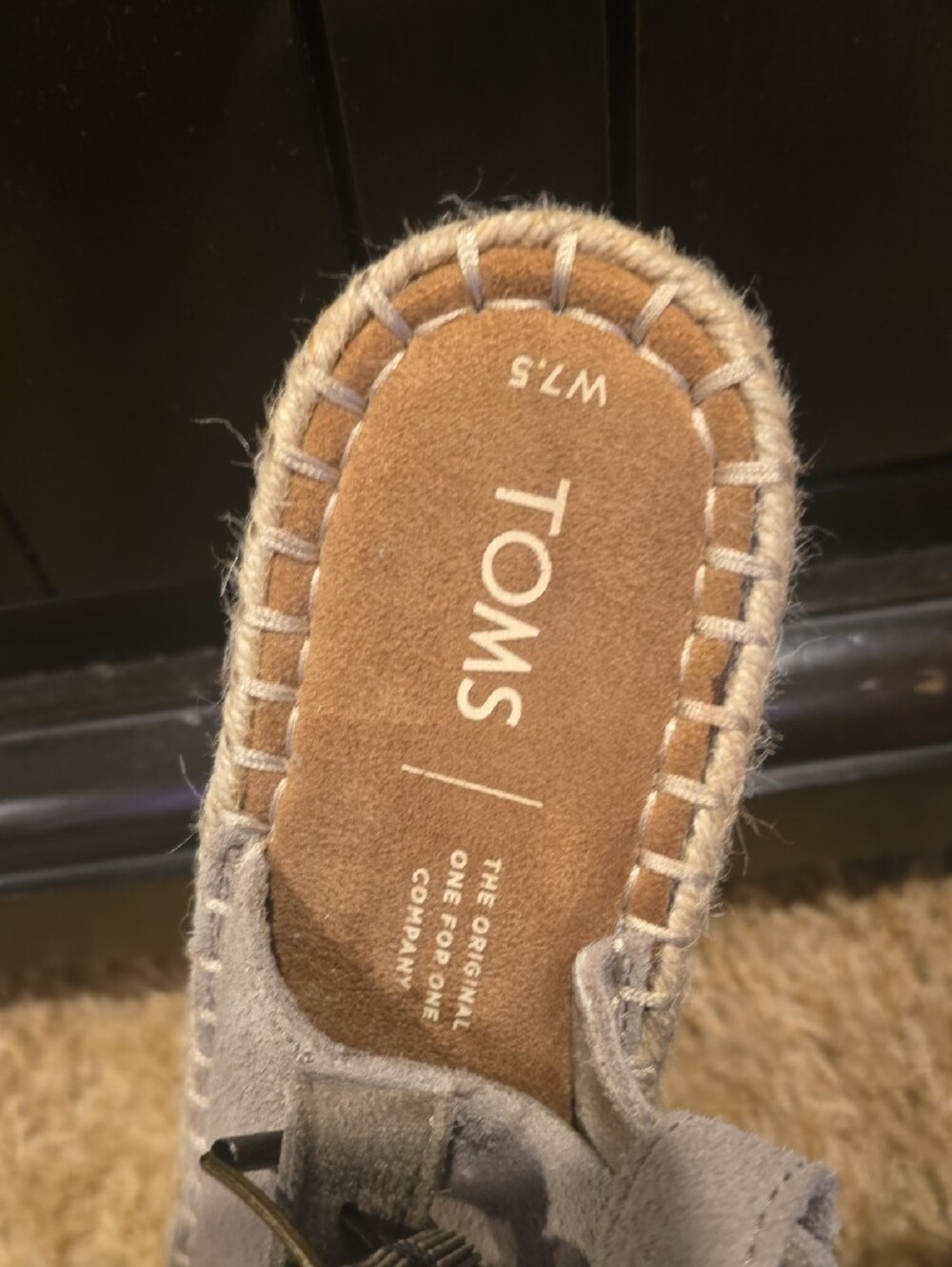 TOMS Gray Suede Espadrille Wedge Sandals - Picture 2 of 4